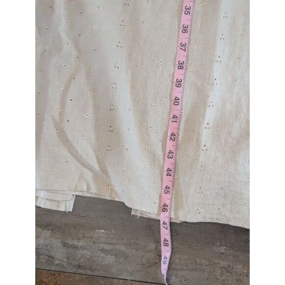 Sag Harbor Petite 14P Linen Sheath Dress Embroidered Eyelet Beige Tan Minimalist - Picture 7 of 8